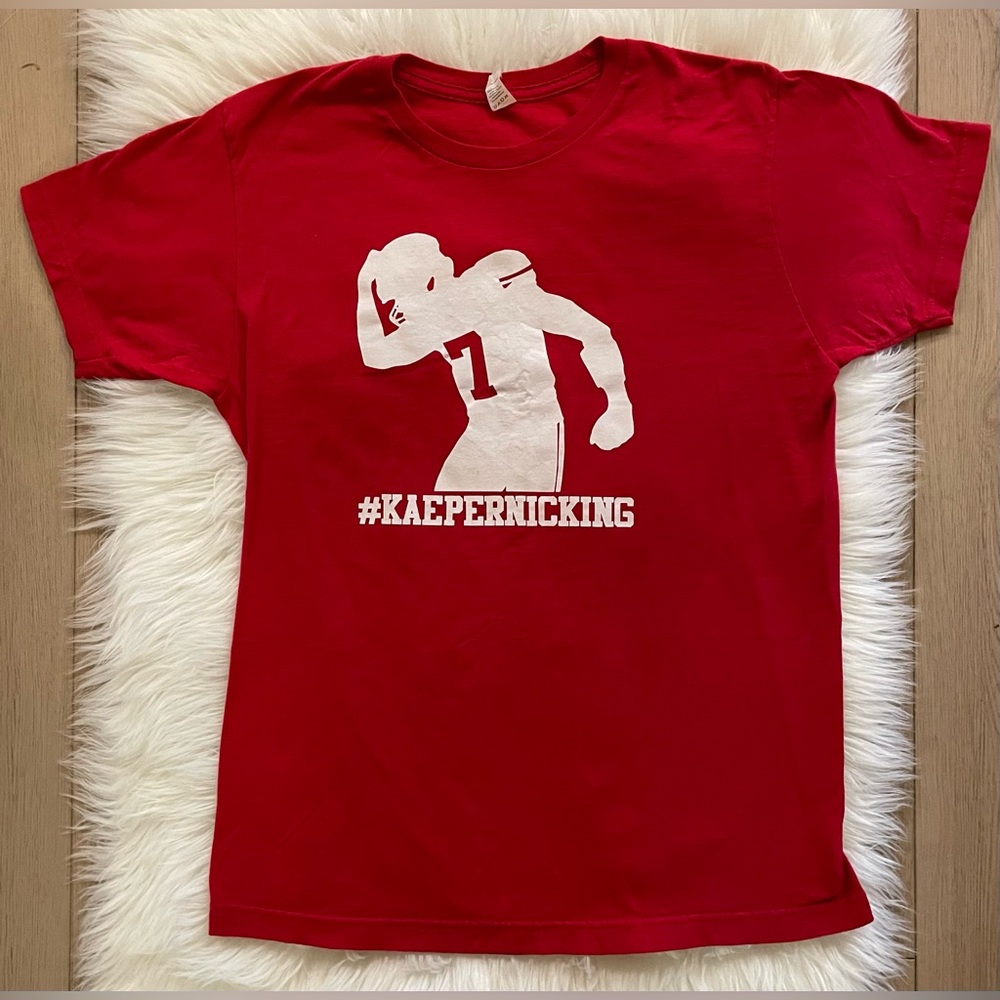 Colin Kaepernick Tee. #Kaepernicking. Red, size M.